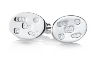 HM Silver Oval Cufflinks with Display Hallmarks