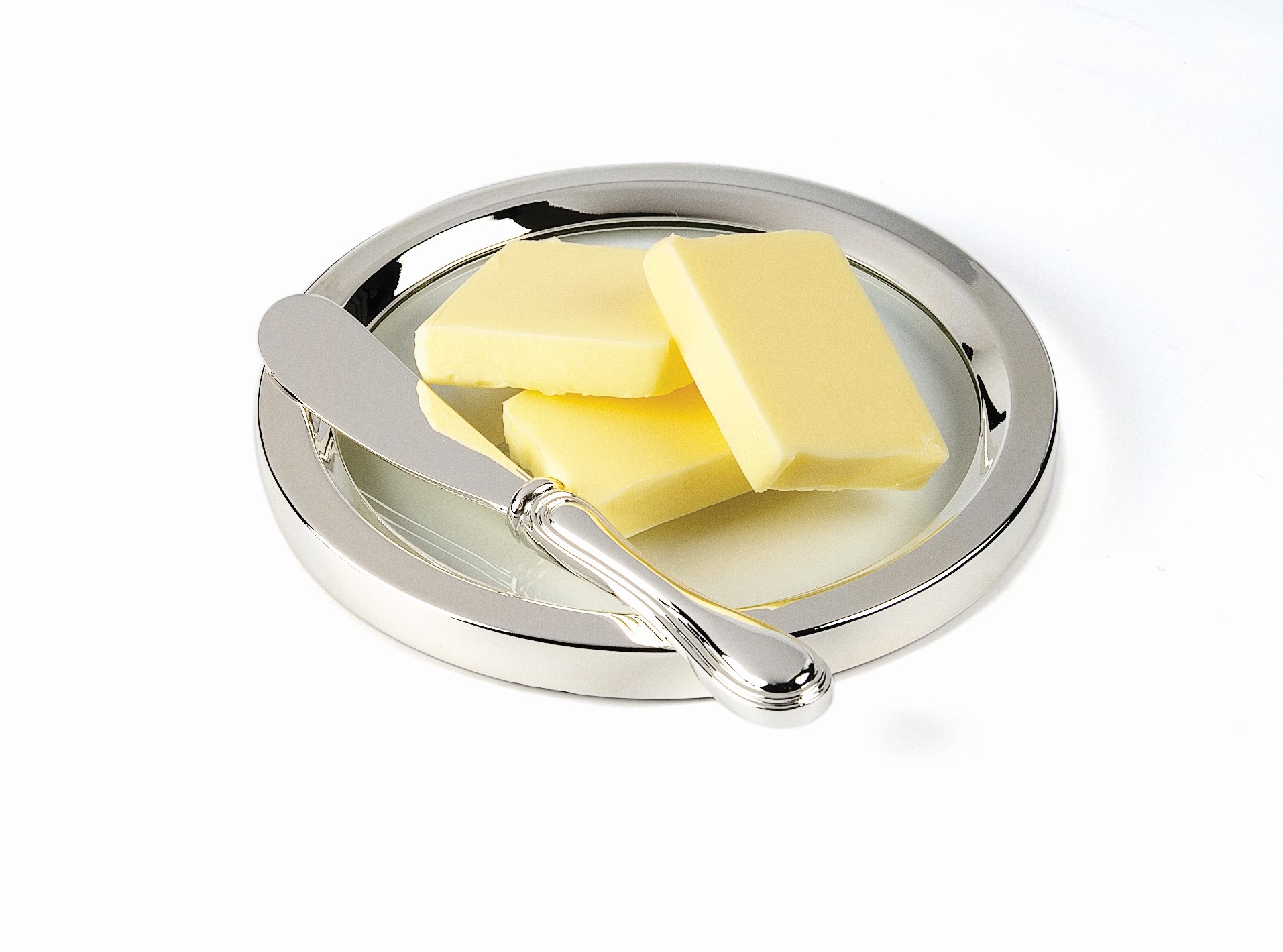 Italia Butter Dish & Knife Set Silverplated