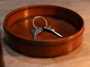 Cognac Leather Key/Drinks Tray