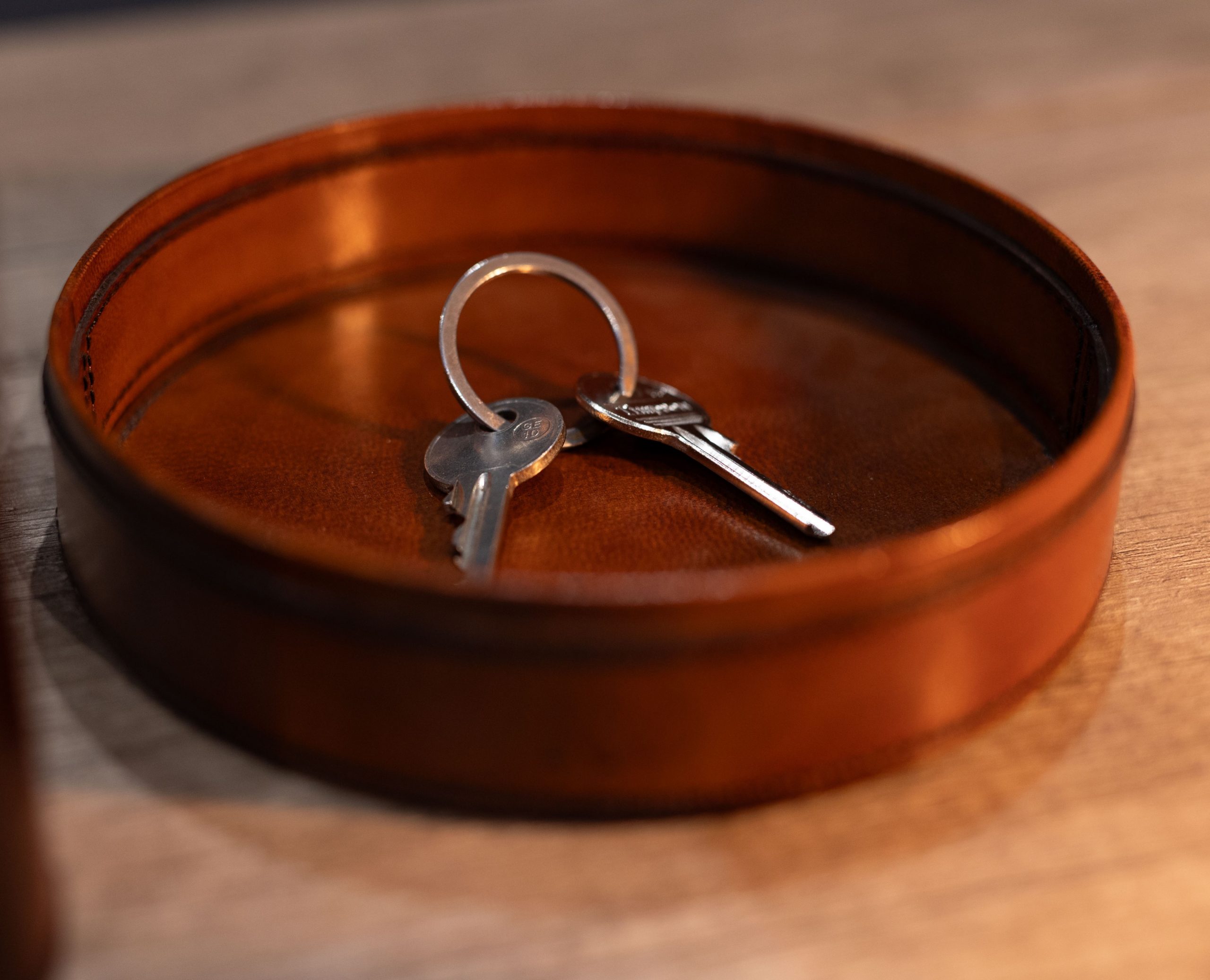 Cognac Leather Key/Drinks Tray