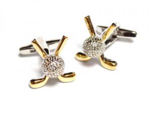 Crossed Golf Clubs with Golf Ball Two Tone