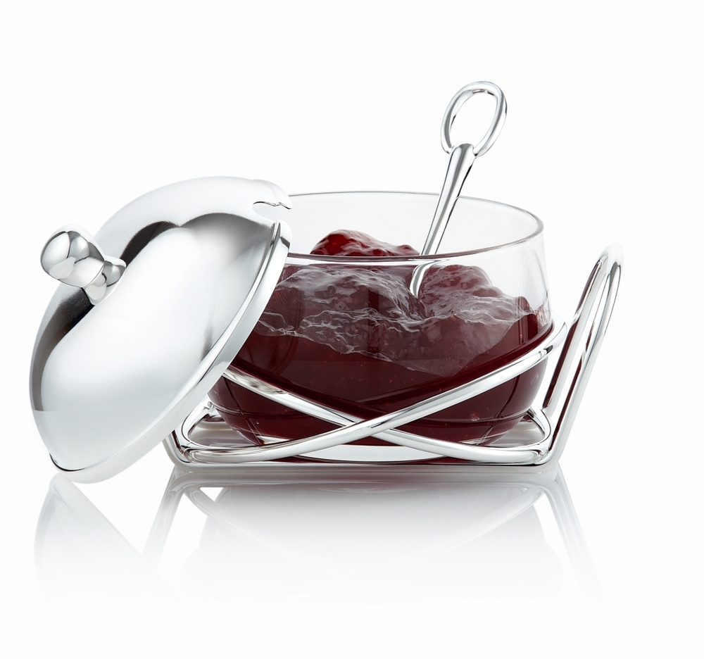 Preserve Dish, Spoon & Rack Silverplated